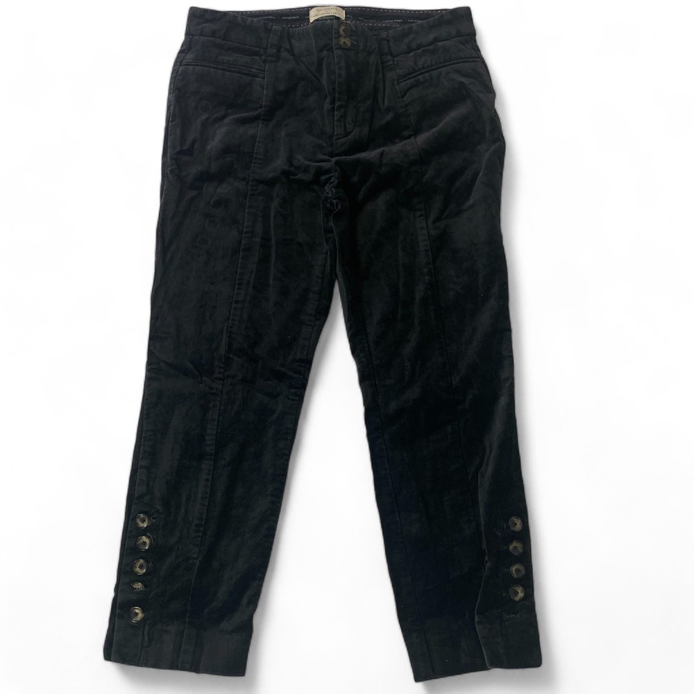 Anthropology Slim Fit Black Velvet Pants 8p